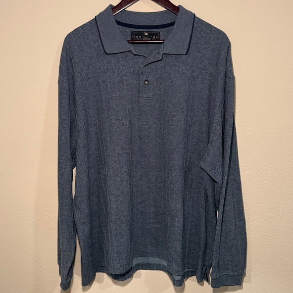 Consensus Other - Blue Long Sleeve Knit Sweater Polo